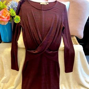 Burgundy and Black Twist Front RD Style long sleeve midi dress